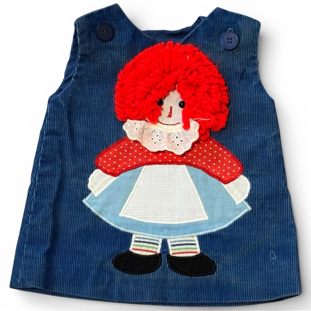 Vintage The Pond Raggedy Ann Dress corduroy appliqué 0-3m